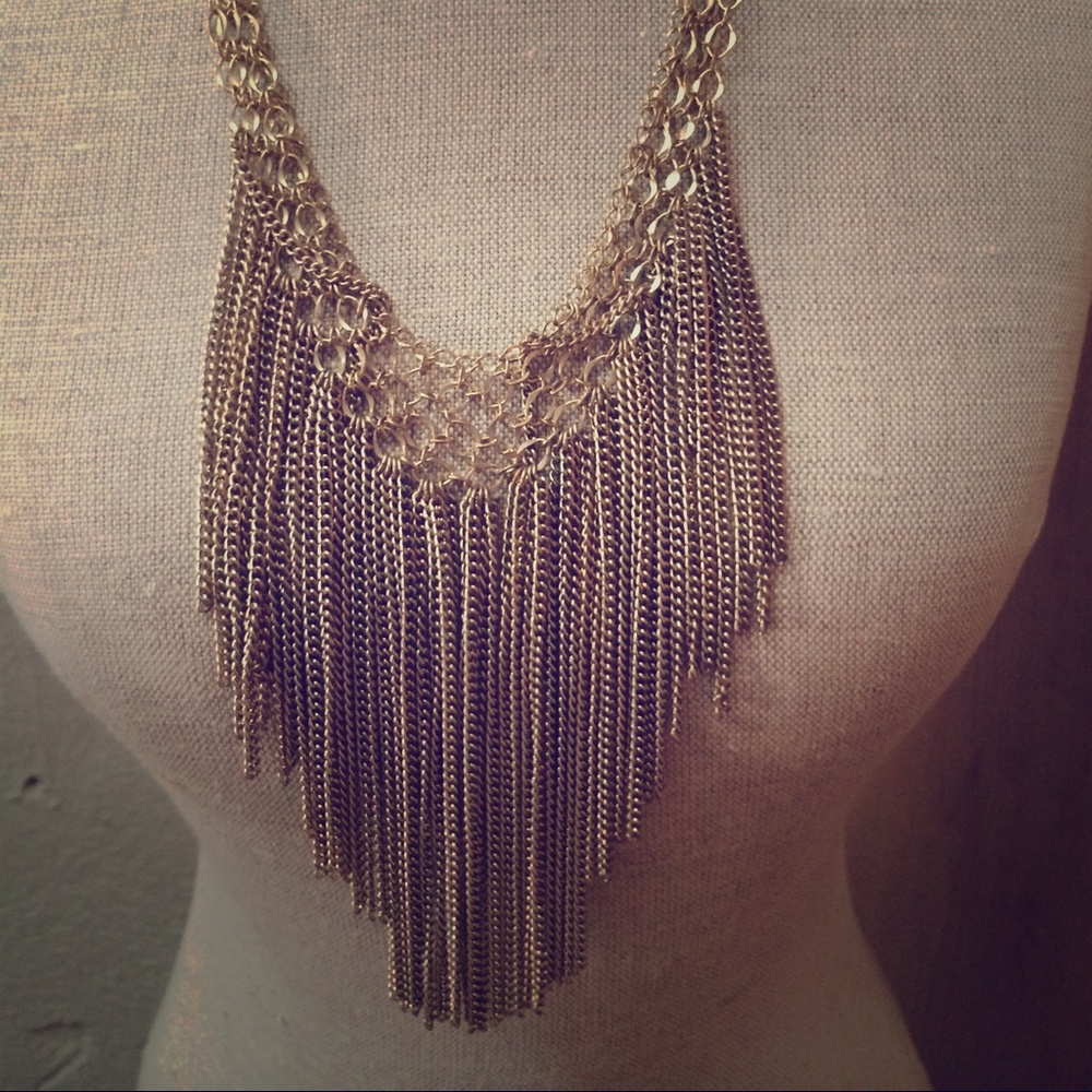 Banana Republic Gold Chain Fringe Necklace